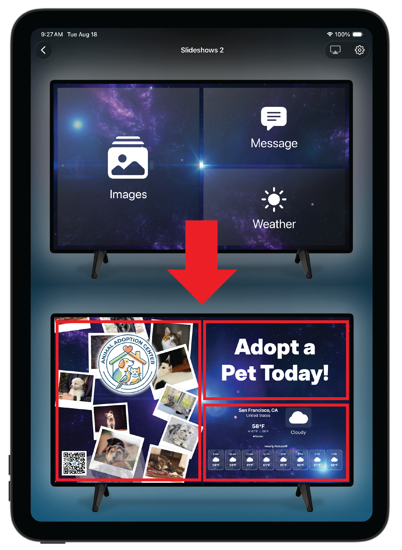 Edit widget content in a 1Glance template