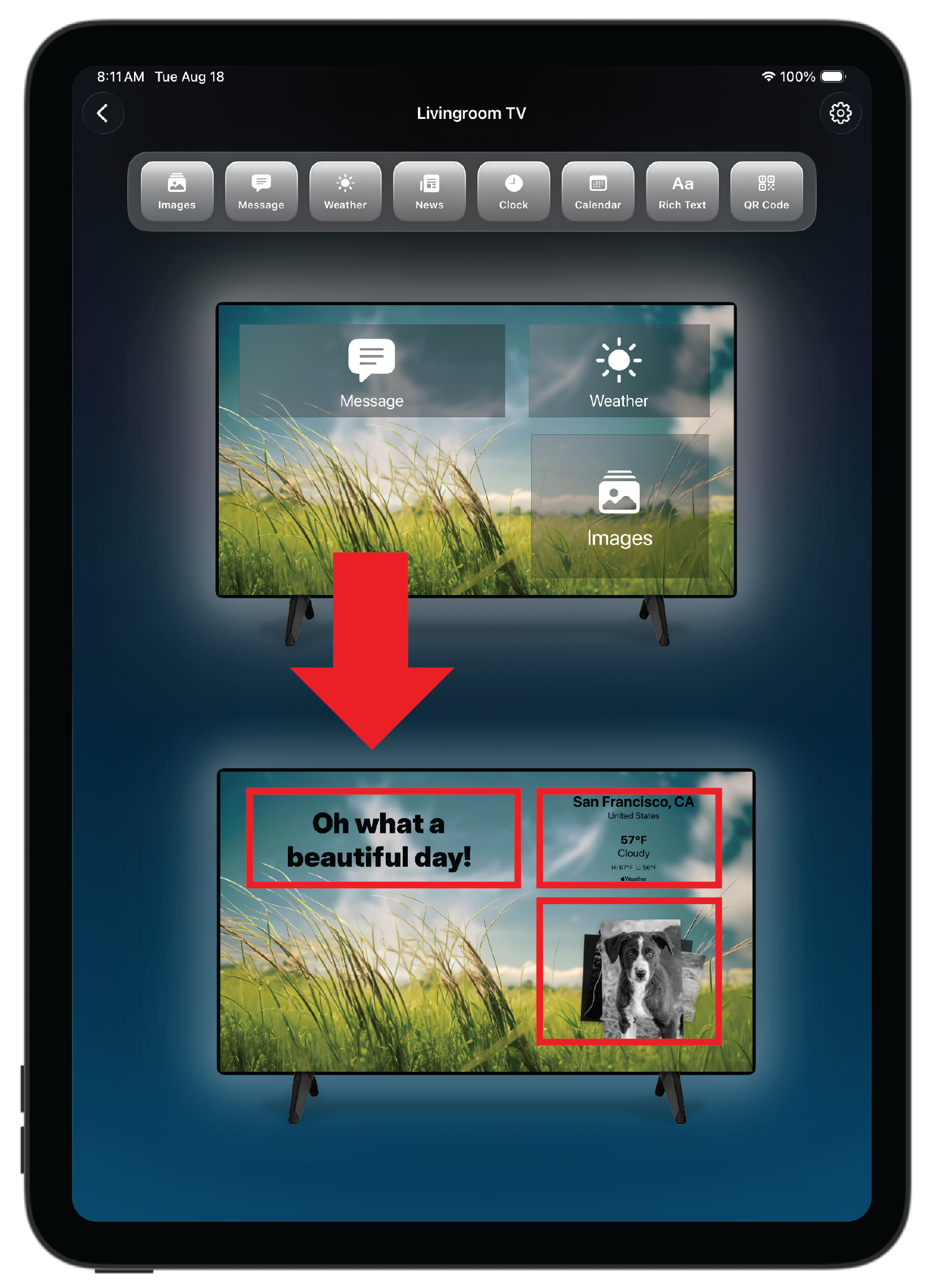 Build a freeform 1Glance screen on iPad