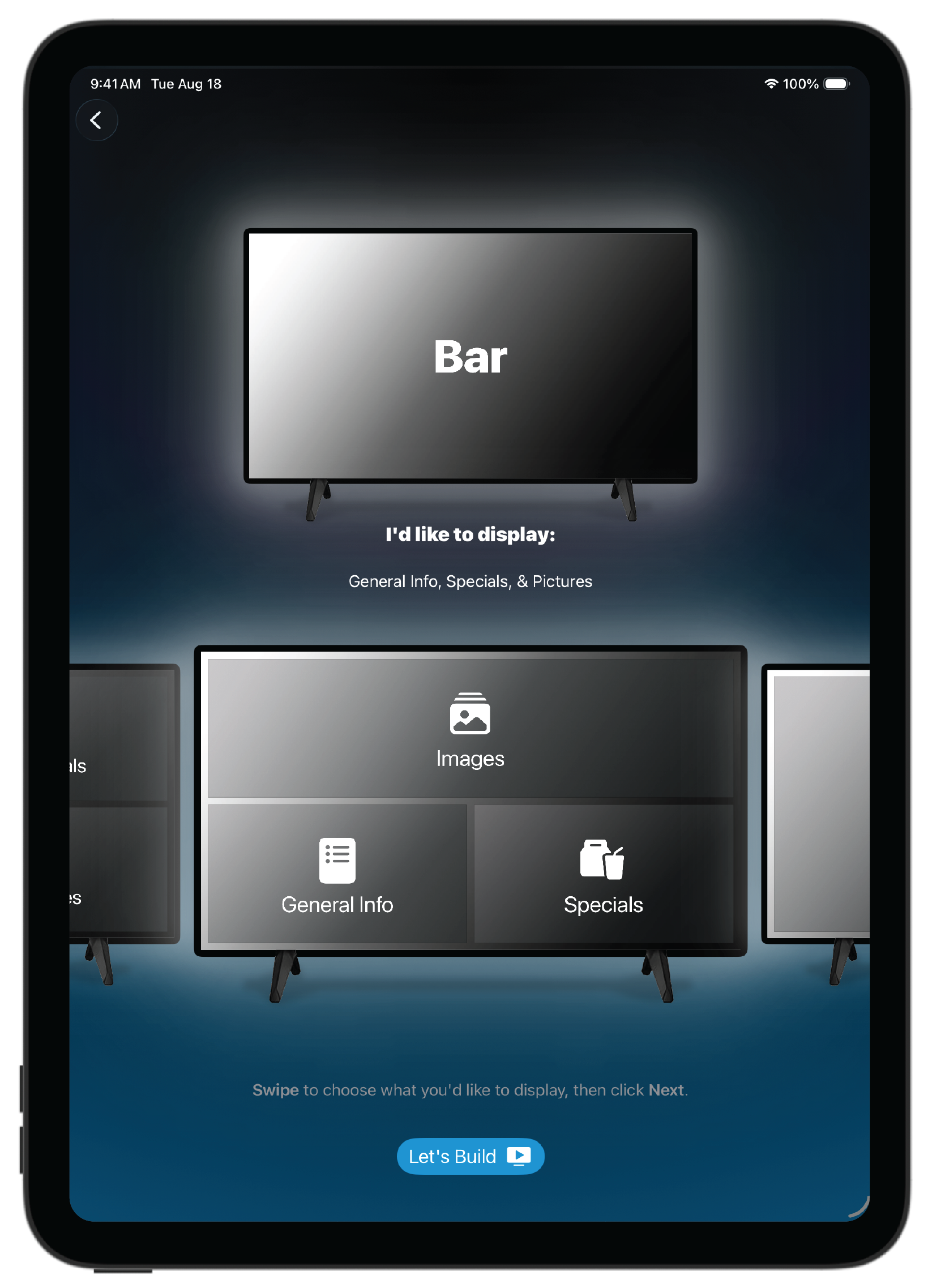Choose a 1Glance template on iPad