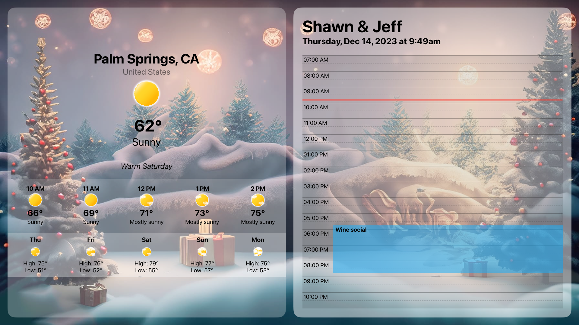 Weather and calendar on Apple TV